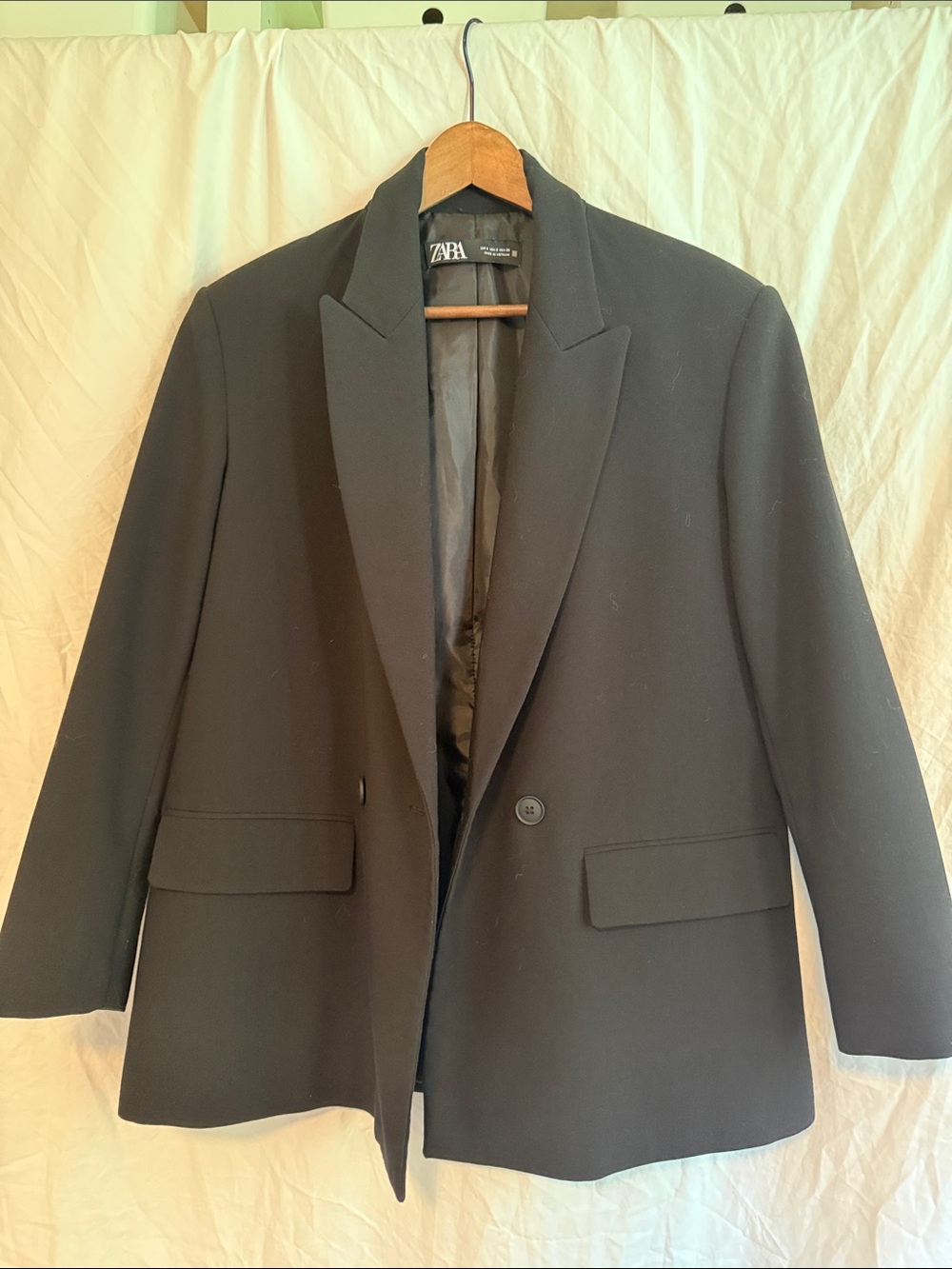 ZARA Black Single-Button Blazer with Notch Lapel